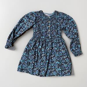 Cat And Jack Girls Long Sleeve Blue Floral And Stars Dress Size S (4/5)